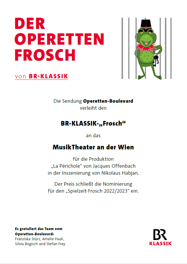 Urkunde BR Klassik Operetten Frosch La Perichole © BR-Klassik